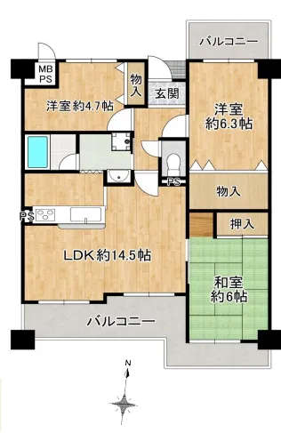 融資可　大阪狭山市　区分マンション　3LDK　890万円