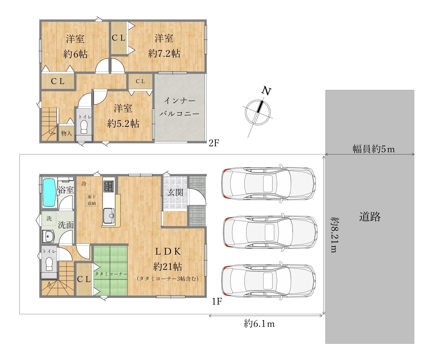 泉南市　新築戸建　駐車場3台可　3LDK+畳コーナー